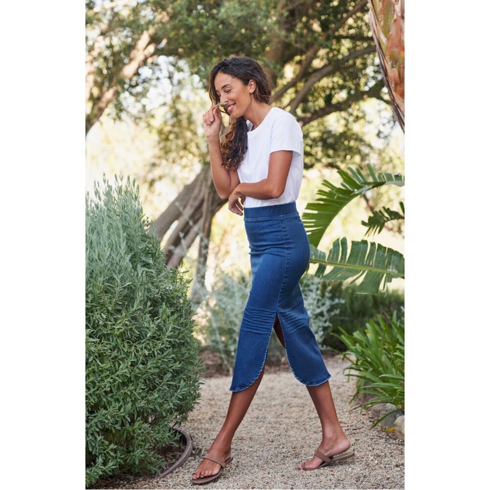 Frank‎ & Eileen Unforgettable Skirt in Medium Wash with Grinding